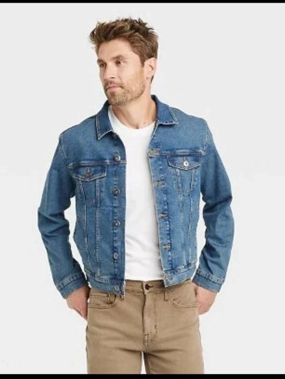 NWT Men's Goodfellow Size Medium Blue Denim Trucker Jacket
